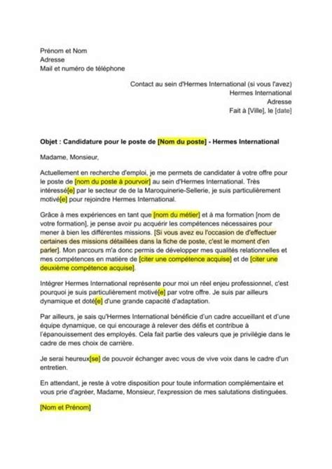 Lettre de Motivation Hermes International .